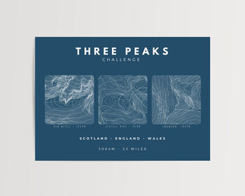 Three Peaks Challenge Personalised Print, 3 of 10