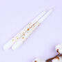 G Decor Set Of Two White Dinner Candles With Gold Stars, thumbnail 2 of 5