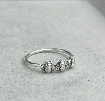 Sterling Silver Bees Ring, 7 of 9
