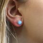 Sterling Silver Blue Opal Stud Earrings, thumbnail 5 of 8