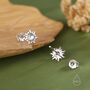 Tiny Sun Moonstone Stud Earrings In Sterling Silver, thumbnail 4 of 12