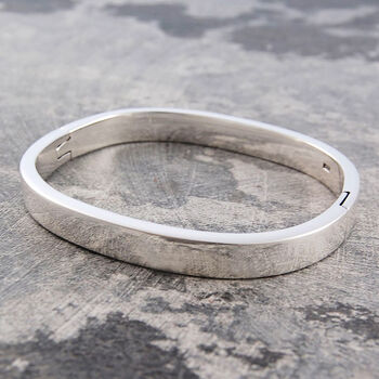 Polished Oval Sterling Silver Solid Bangle Bracelet, 4 of 5