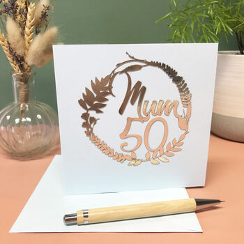 Personalised 50th Floral Birthday Papercut Card, 9 of 10