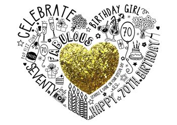 70th Birthday Girl Sparkle Card, 8 of 12