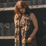 Chocolate Brown Ginkgo Leaf Print Scarf, thumbnail 2 of 3