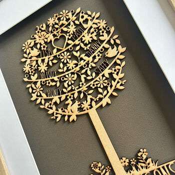 Personalised A4 Mdf Floral Family Tree Optional Style, Frame And Colours, 4 of 6