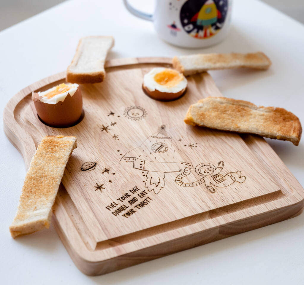 Personalised Space Themed Wooden Toast Chopping Board, 1 of 3