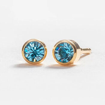 18ct Gold Plated March Birthstone Stud Earrings, 5 of 9