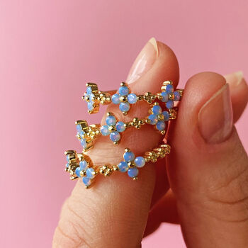 Forget Me Not Flower Gold Plated Ring, 3 of 9
