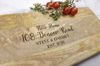 Personalised 'New Home' Mango Wood Serving Board, 2 of 3