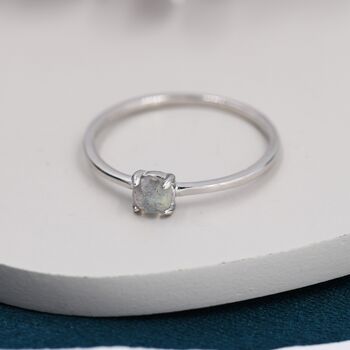 Sterling Silver Genuine Labradorite Stone Ring, 4 of 10