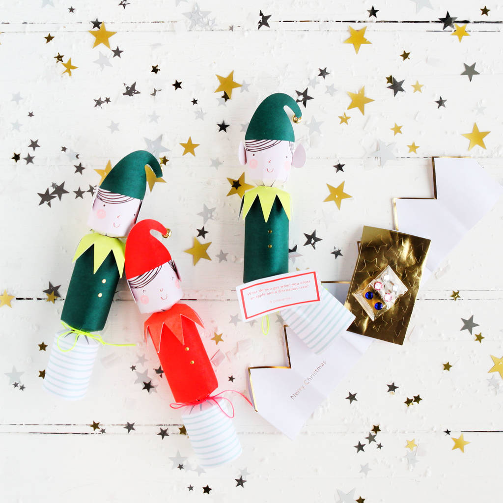 christmas colourful elf crackers by postbox party