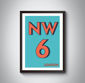Nw6 Camden London Typography Postcode Print, 4 of 10