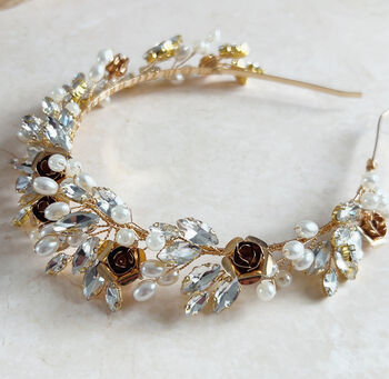 Crystal And Rose Bridal Crown, 3 of 5