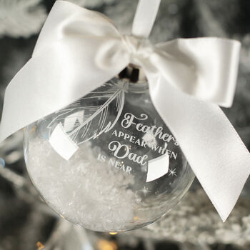 Round Glass Feathers Appear Memorial Christmas Tree Bauble, 2 of 8