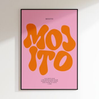 Mojito Print | Cocktail Poster | Wall Art | A5 A4 A3 | Bold | Typographic | Drink | Bar | Print | Groovy |, 8 of 8
