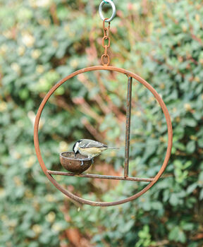 Rusty Metal Abstract Hanging Bird Feeder, 2 of 3