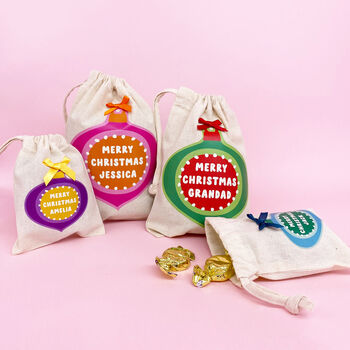 Christmas Colourful Personalised Bauble Gift Bag, 2 of 2