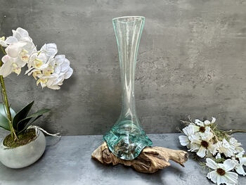 Large 40cm Molten Glass On Root Vase – Fluted Display, 12 of 12