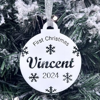 Baby's First Christmas Personalised Bauble, Baby Gift, 7 of 12