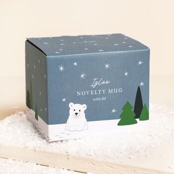 Personalised Novelty Igloo Christmas Ceramic Mug With Lid, 2 of 4