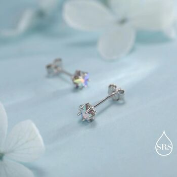 Aurora Ab Cz Star Stud Earrings In Sterling Silver, 3 of 11