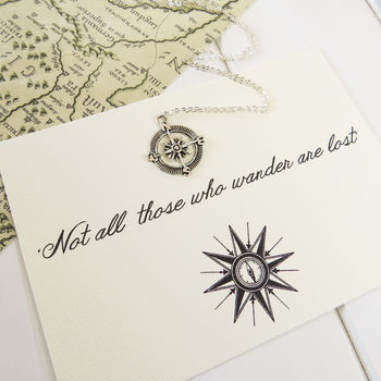 'Not All Who Wander' Compass Necklace, 3 of 7