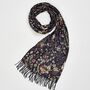 Wolf Garden Navy Scarf With Tassels, thumbnail 1 of 4