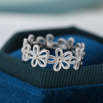 Sterling Silver Forget Me Not Flower Infinity Ring, 3 of 9