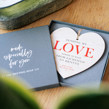 'Love Across The Miles' Personalised Heart Decoration, 3 of 4