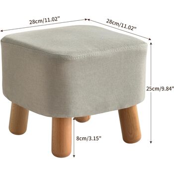 Wooden Footstool Ottoman Pouffe Padded Stool Chair, 11 of 12