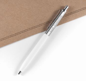 Engraved Pierre Cardin White Ballpoint Pen, 3 of 6