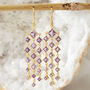Iolite Gold Plated Geometric Chandelier Earrings, thumbnail 7 of 10