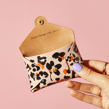 Personalised Leopard Floral Leather Card + Coin Purse, 2 of 6