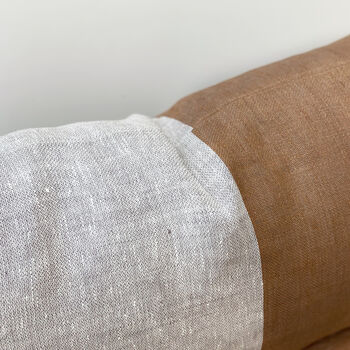 Lumbar Linen Cushion Cover Brown And Grey, 5 of 5