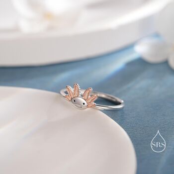 Sterling Silver Tiny Axolotl Ring, 2 of 12