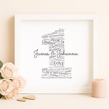 Personalised 1st Anniversary Gift Word Art Print, 2 of 4