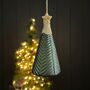 Green Glass Glitter Christmas Tree Hanging Decoration, thumbnail 3 of 3