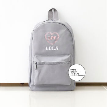 Grey Personalised Name/Initials Unisex Mini Backpack, 4 of 9