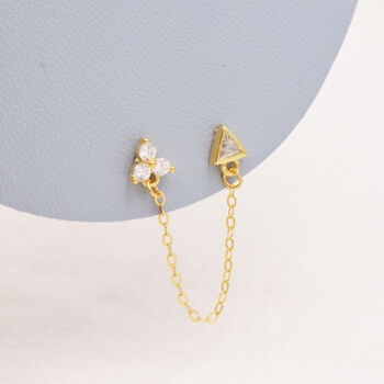 Sterling Silver Chained Earrings For Multiple Piercings. Sold As One Piece, 3 of 11