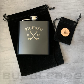 Personalised Golfers Hip Flask And Ball Marker Gift Set, 7 of 11