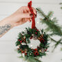 Red Scandi Dried Flower Christmas Wreath Bauble, thumbnail 1 of 4