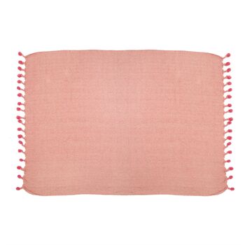 Pink Herringbone Cotton Blanket Throw, 3 of 3