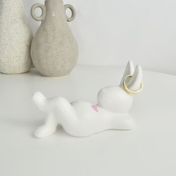 Laid Back Bunny Ring Stand, 3 of 5