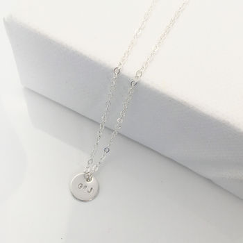 Tiny Silver Initial Disc Necklace, 2 of 2