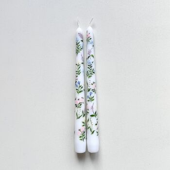 Hand Painted Wildflower White Taper Candles, 6 of 7