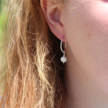 Freshwater Pearl Open Hoop Earrings, 2 of 5