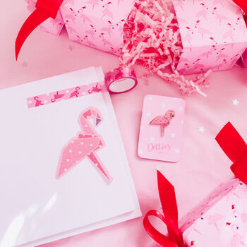 Origami Flamingo Stationery Christmas Cracker Gift Set, 2 of 3