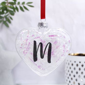 Personalised Initial Iridescent Heart Bauble, 5 of 5