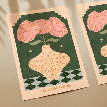 Celestial Fleurs, Floral Vase Bohemian Plant Art Print, Flower Poster, 2 of 3